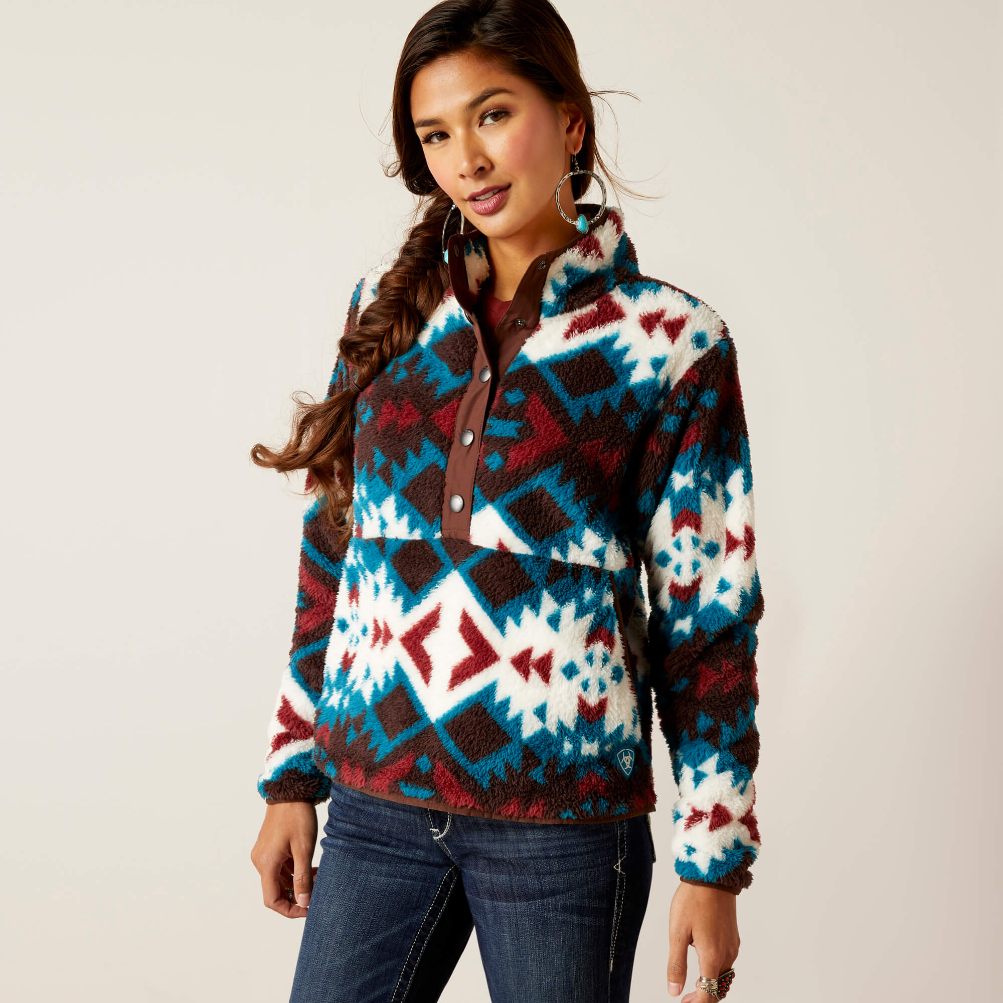 Ariat Womens Berber Snap Front Sweatshirt (Plainsview Print)