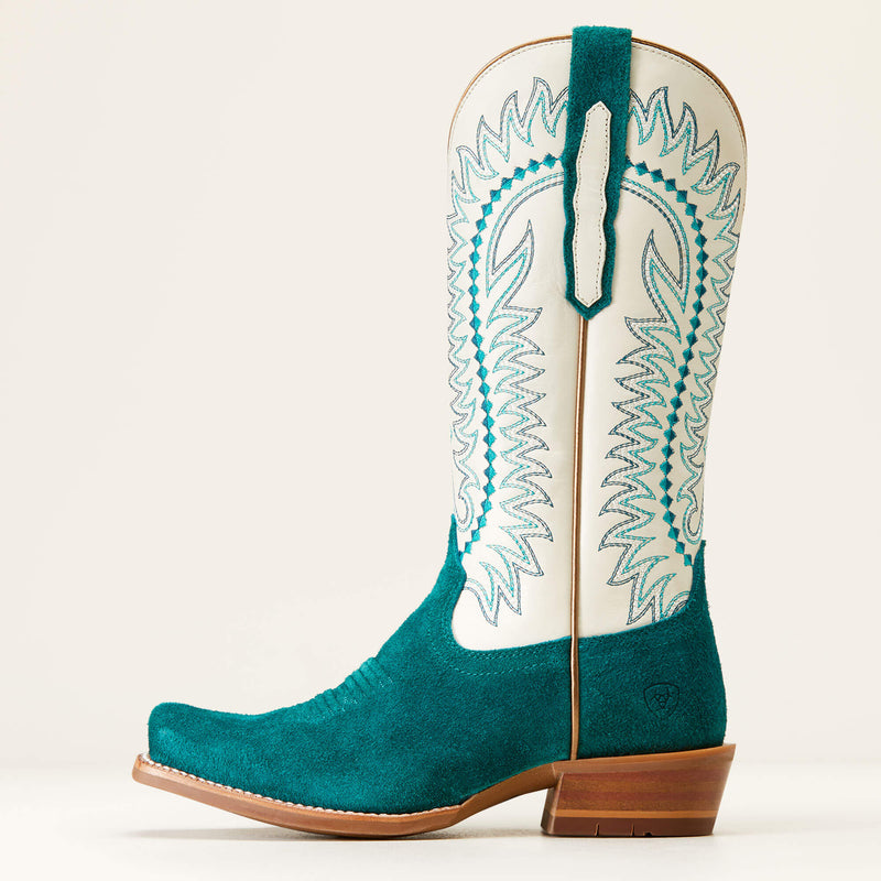 Ariat Womens Derby Monroe Western Boot (Ancient Turquoise Roughout)