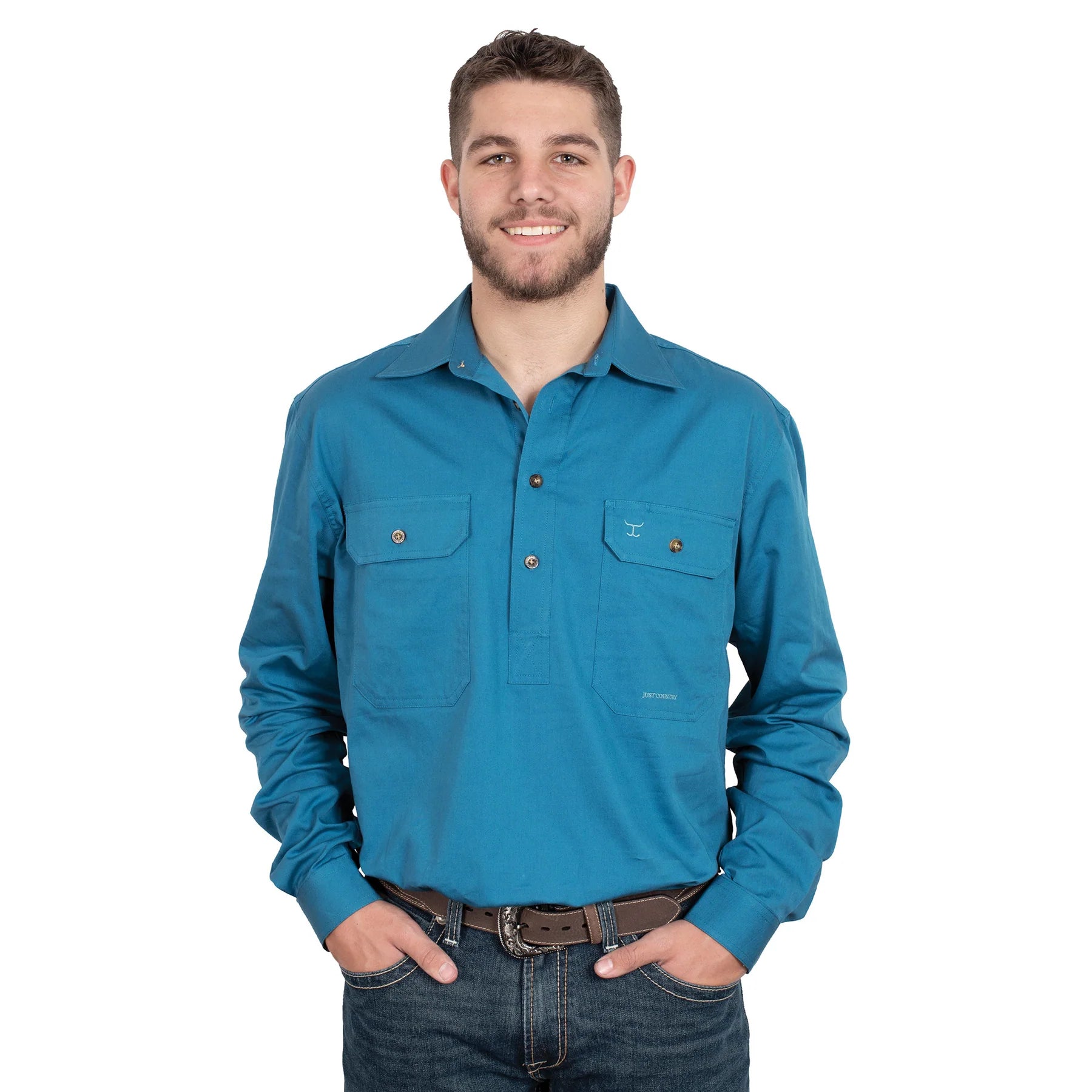 Just Country Mens Cameron Workshirt (Sapphire)