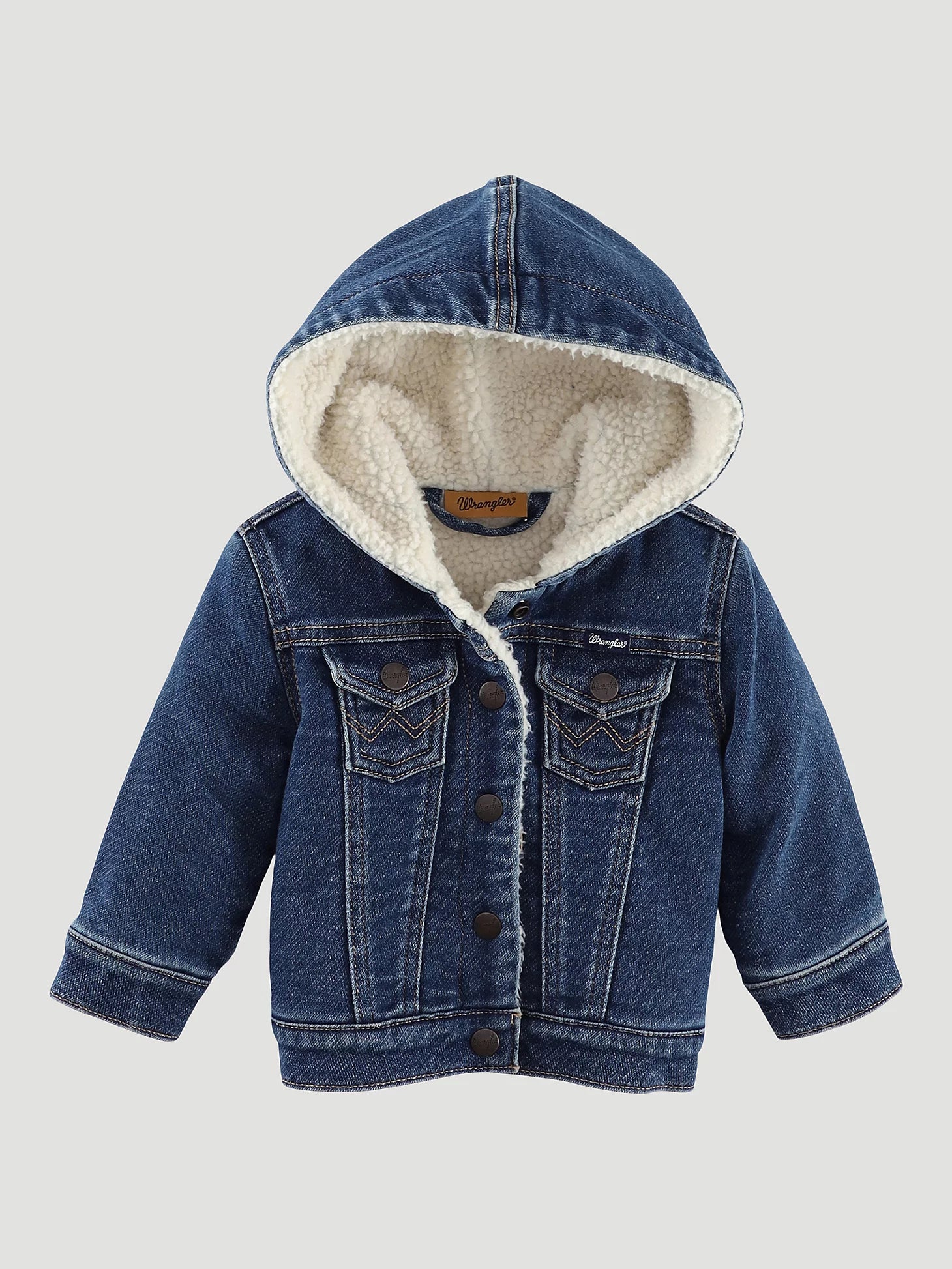 Wrangler Babys Sherpa Lined Hooded Denim Jacket (Blue Denim)