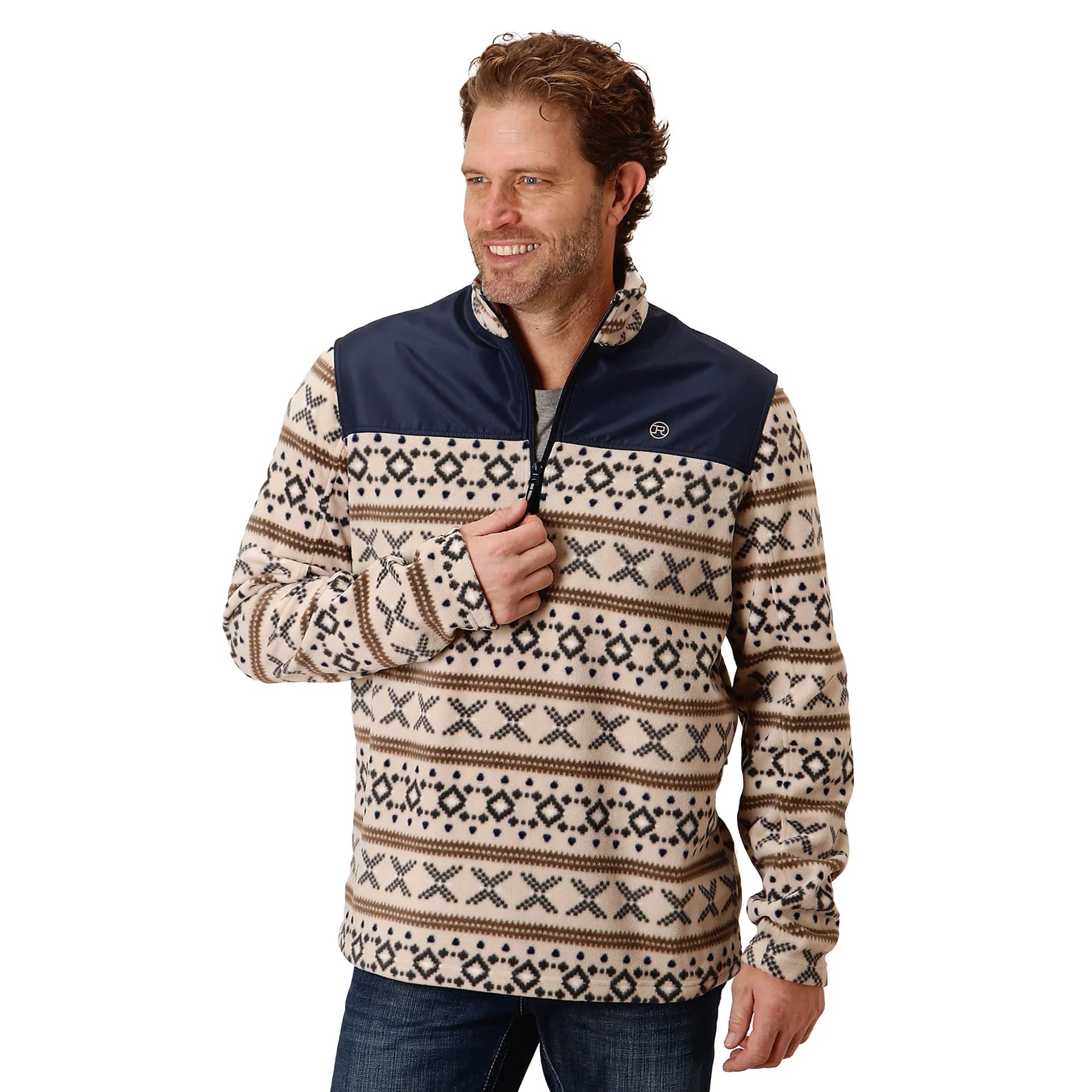 Roper Mens Micro Fleece Pullover Sweater (White)