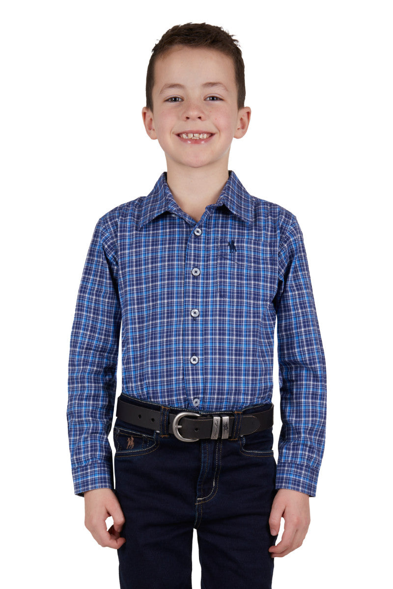 Thomas Cook Boys Angus 1-Pocket Long Sleeve Shirt (Navy/Blue)