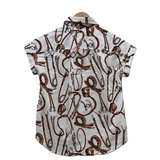 Cruel Girl Ladies Bridle Print Top - White