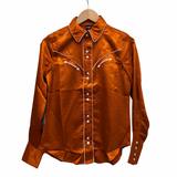 Cruel Denim Ladies Satin Western Pearl Snap Shirt - Copper
