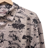 Cinch Mens Cowboy Print Stretch Polo - Grey