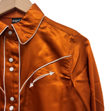 Cruel Denim Ladies Satin Western Pearl Snap Shirt - Copper