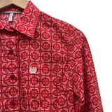 Cinch Ladies Geo Print Button Down Shirt - Red