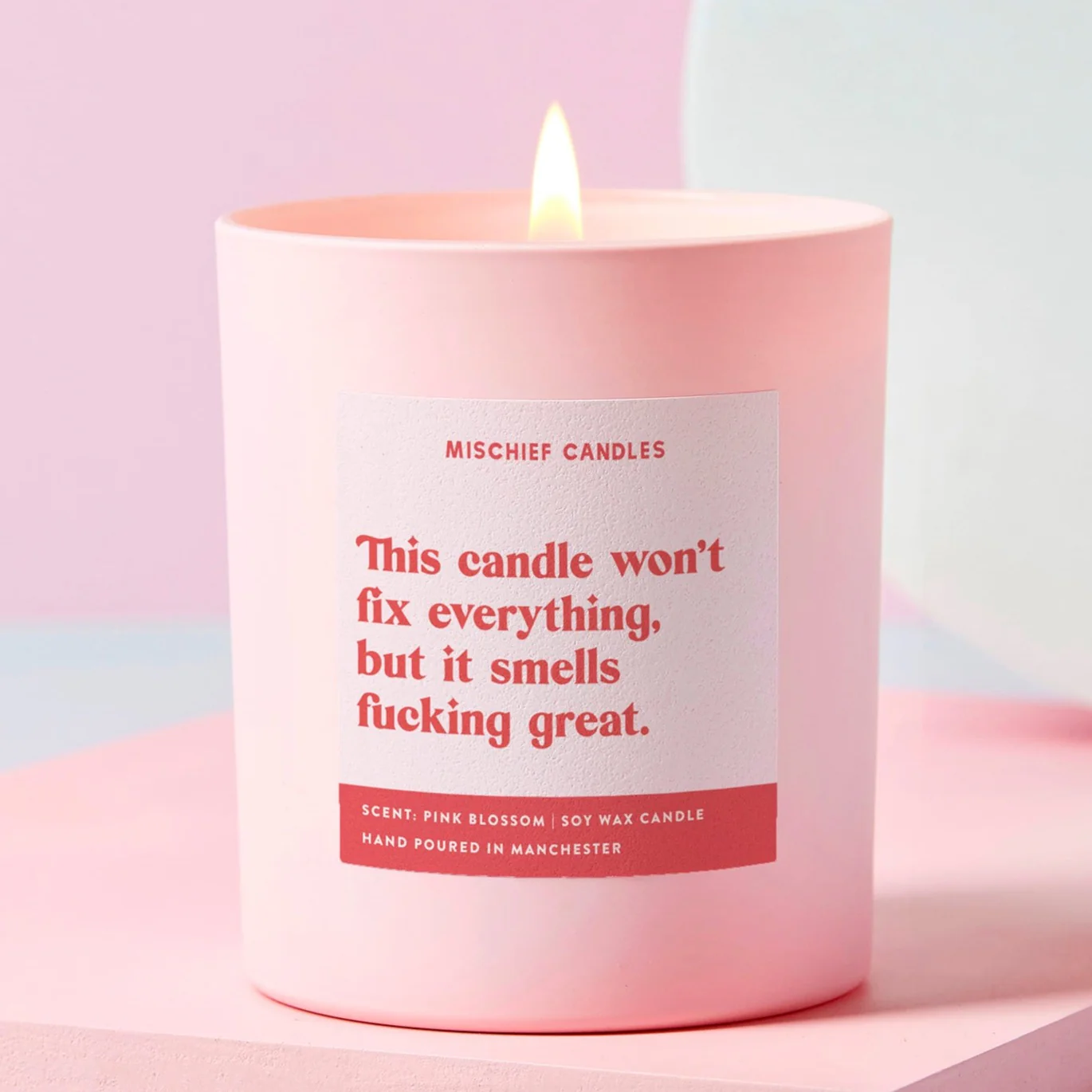 Thinking of You Gift Funny Candle This Candle Smells Great | 30cl Pink-45hr Burn Time/Pink Blossom Scent