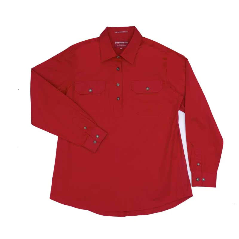 Just Country Women's Jahna Long Sleeve Work Shirt - Chilli