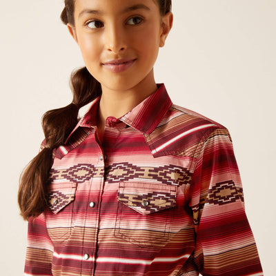 Ariat Girls Serape Snap Long Sleeve Shirt (Blushing Serape Print)