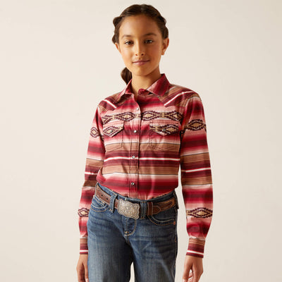 Ariat Girls Serape Snap Long Sleeve Shirt (Blushing Serape Print)