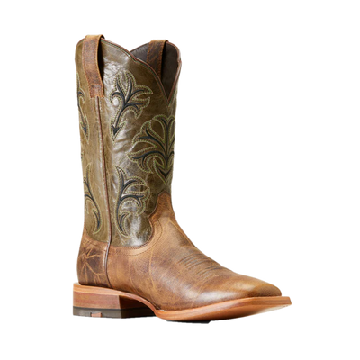 Ariat Mens Cowboss Western Boots (Crinkled Brown & Prairie Green)