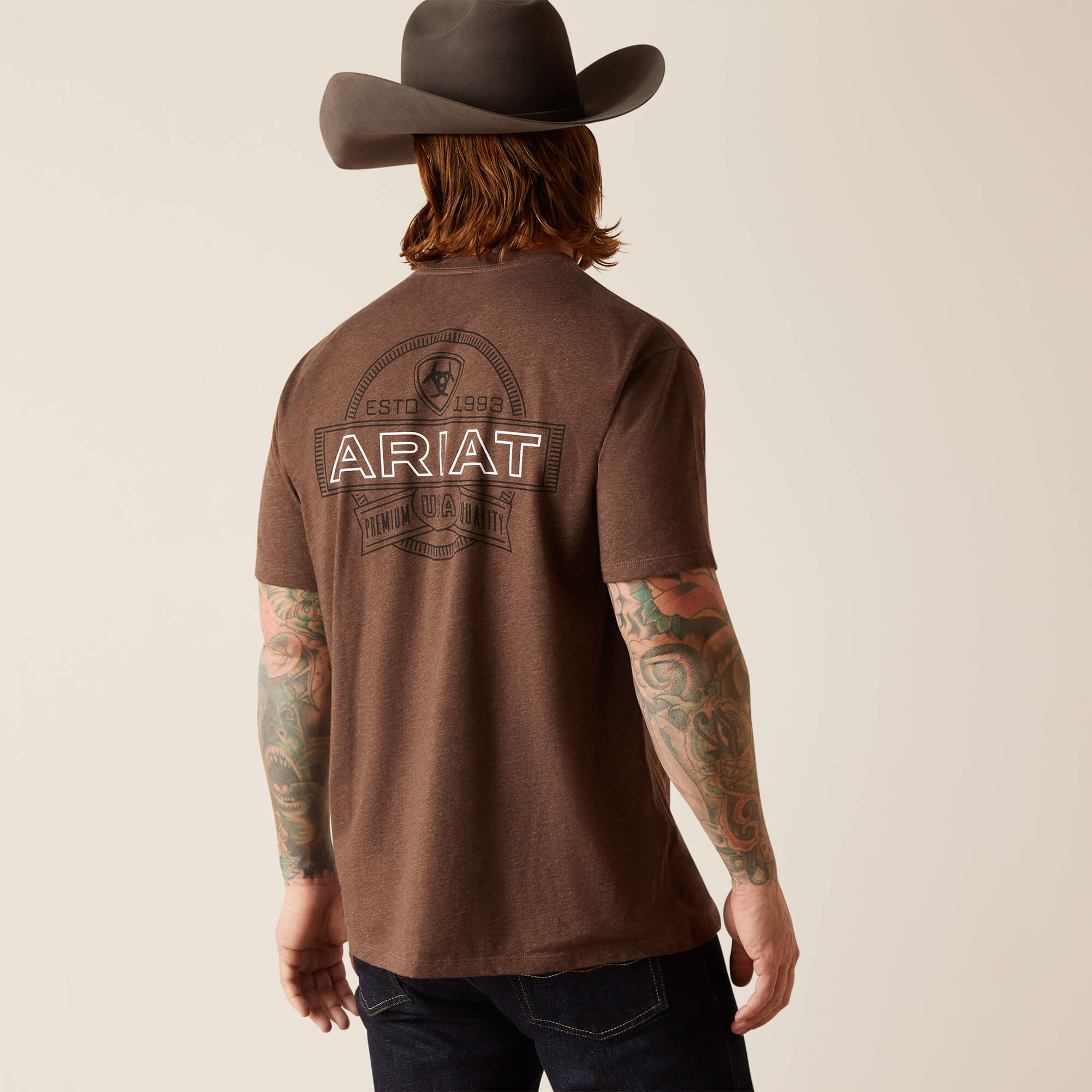 Ariat Mens Outline Circle Short Sleeve T-Shirt (Brown Heather)