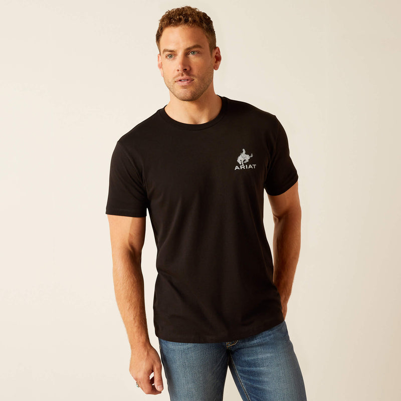 Ariat Mens Bronco Flag Short Sleeve T-Shirt (Black)