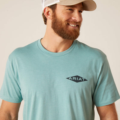 Ariat Mens Work Diamond Short Sleeve T-Shirt (Oil Blue Heather)