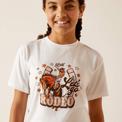 Ariat Girls Lets Rodeo Short Sleeve T-Shirt (White)