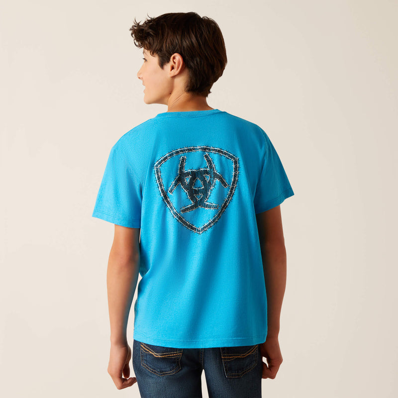 Ariat Boys Western Wire Short Sleeve T-Shirt (Turquoise Heather)