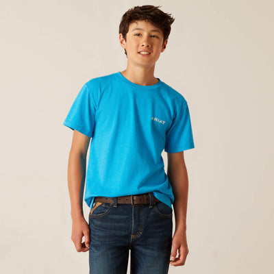 Ariat Boys Western Wire Short Sleeve T-Shirt (Turquoise Heather)