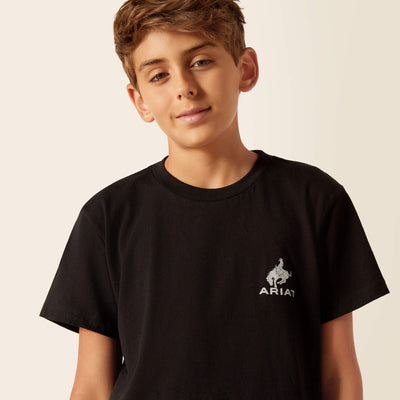 Ariat Boys Bronco Flag Short Sleeve T-Shirt (Black)