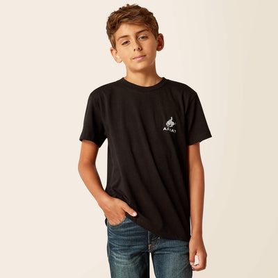 Ariat Boys Bronco Flag Short Sleeve T-Shirt (Black)