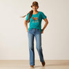 Ariat Womens Longhorn Watercolor Short Sleeve T-Shirt (Teal Green Heather)