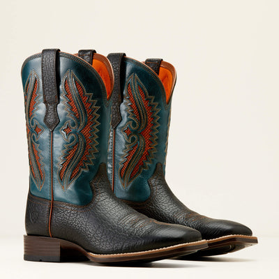 Ariat Mens Rowder VentTEK 360 Cowboy Boot (Black/Dark Teal)