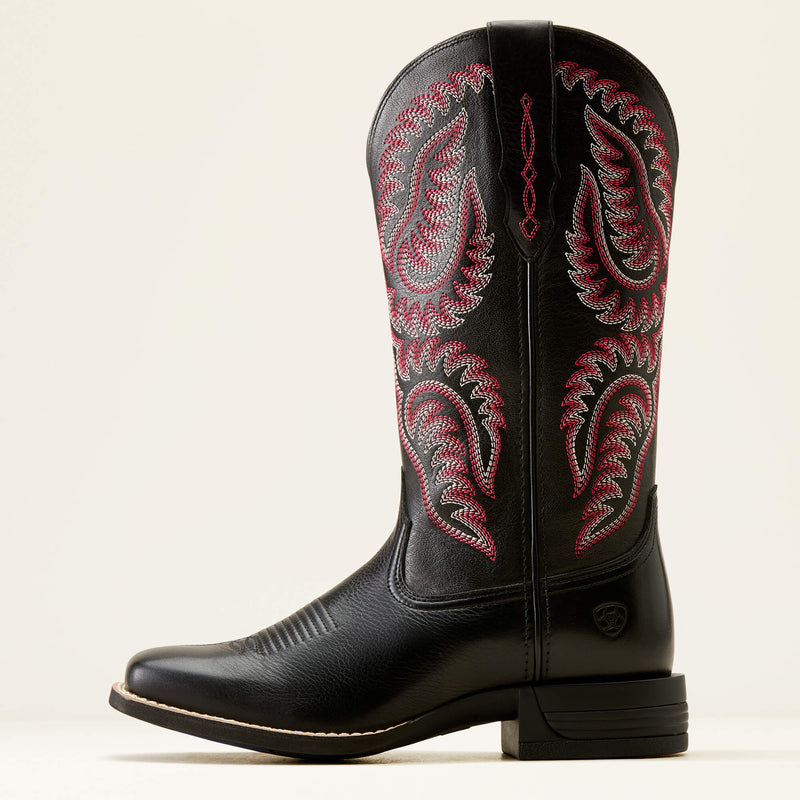 Ariat Womens Cattle Caite Stretchfit Western Boot (Black Deertan/Madison Avenue)