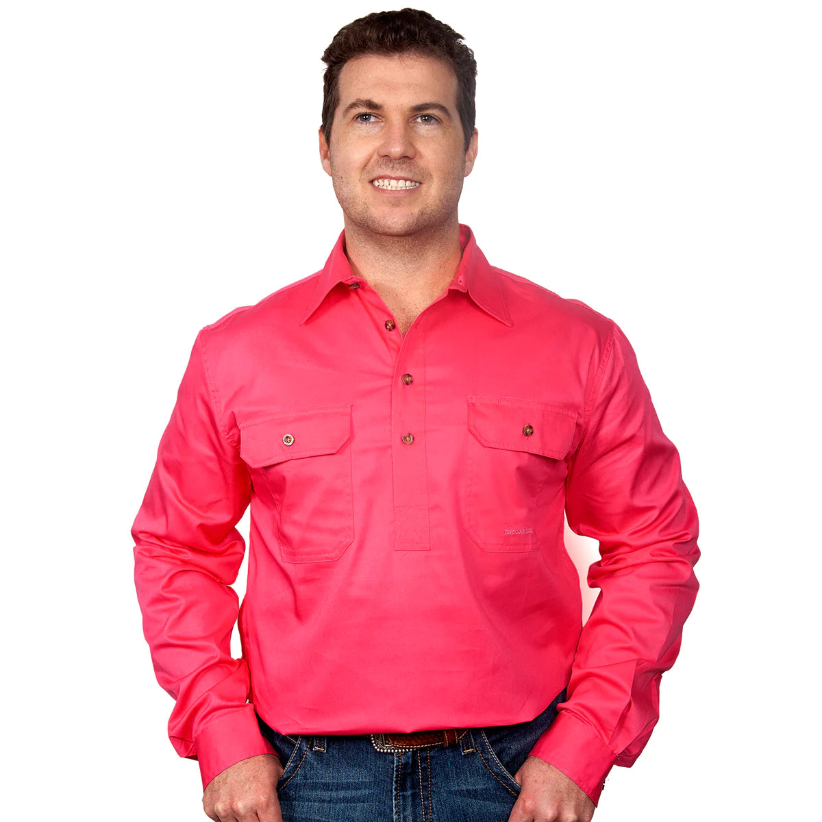Just Country Mens Cameron Workshirt (Hot Pink)