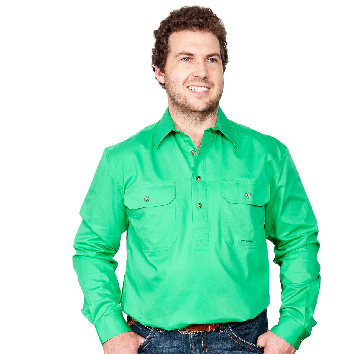 Just Country Mens Cameron Workshirt (Ivy Green)