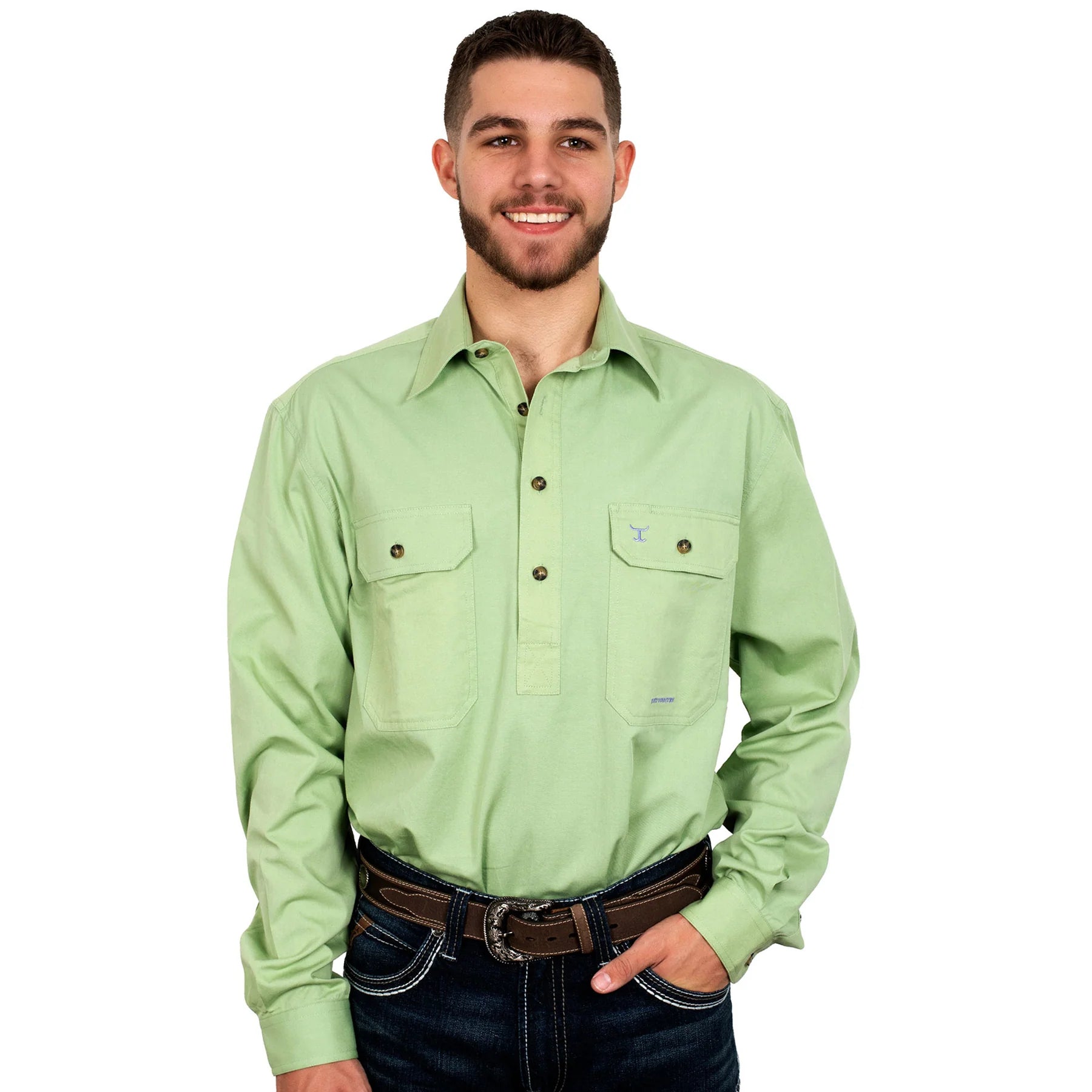 Just Country Mens Cameron Workshirt (Sage)