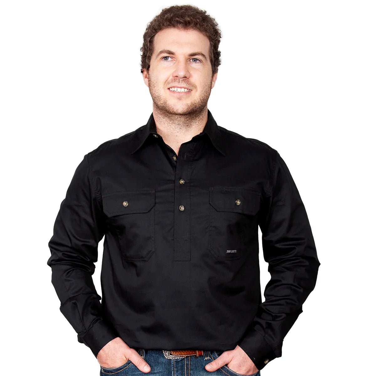 Just Country Mens Cameron Workshirt (Black)
