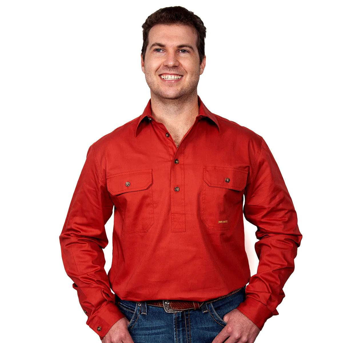 Just Country Mens Cameron Workshirt (Rust)