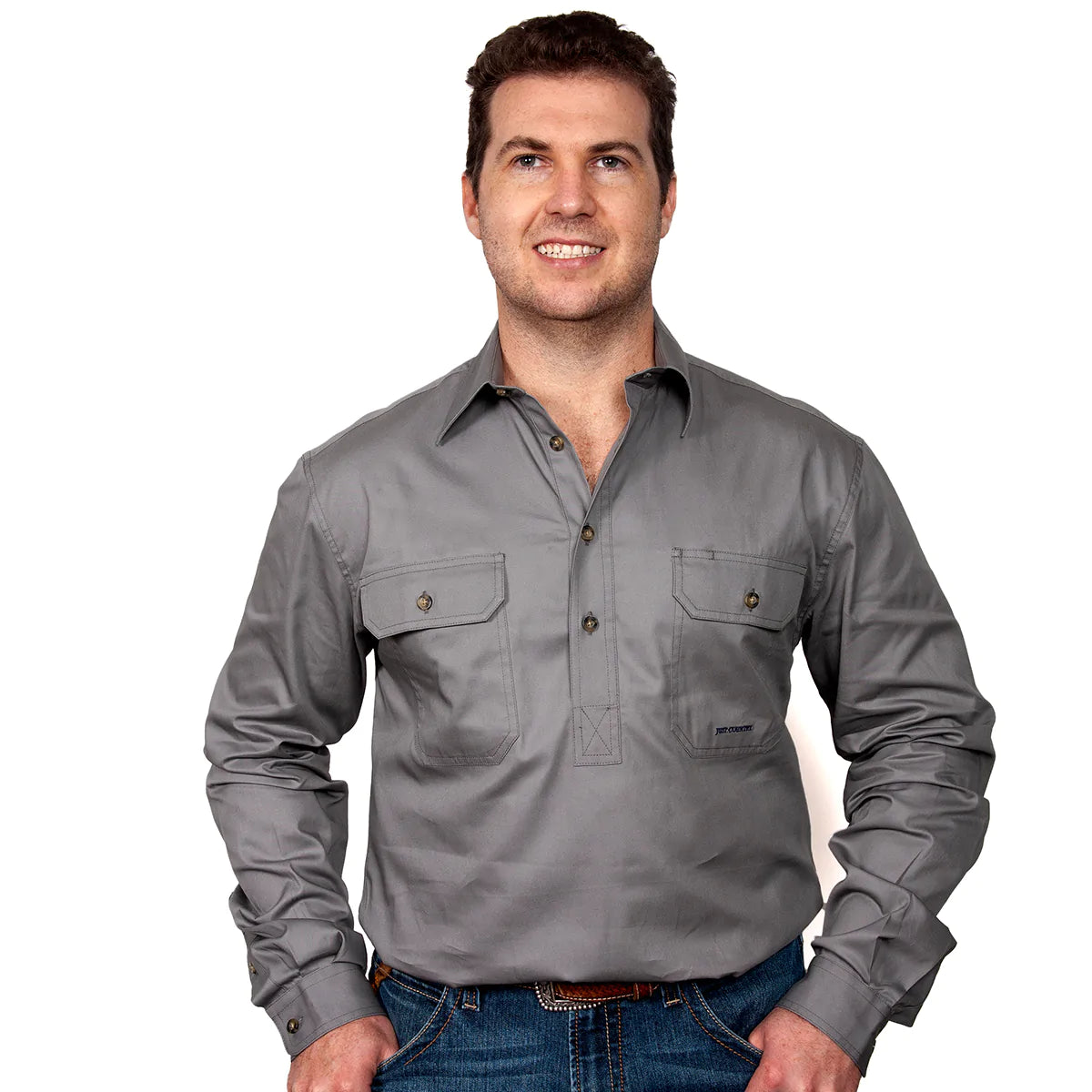 Just Country Mens Cameron Workshirt (Steel Grey)