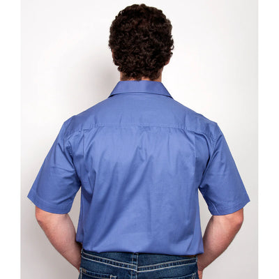 Just Country Mens Adam Half Button Short Sleeve Workshirt (Blue)