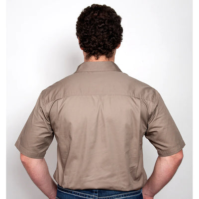 Just Country Mens Adam Half Button Short Sleeve Workshirt (Brown)