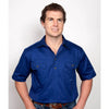 Just Country Mens Adam Half Button Short Sleeve Workshirt (Cobalt)