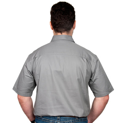 Just Country Mens Adam Half Button Short Sleeve Workshirt (Steel Grey)