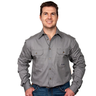 Just Country Mens Evan Full Button Workshirt (Steel Grey)