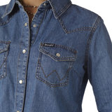 Wrangler Q Womens Western Snap Denim Shirt-LW7006DMDM