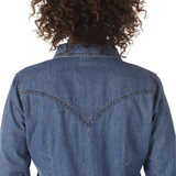 Wrangler Q Womens Western Snap Denim Shirt-LW7006DMDM