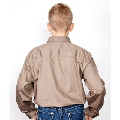 Just Country Boys Lachlan Half Button Long Sleeve Shirt (Brown)