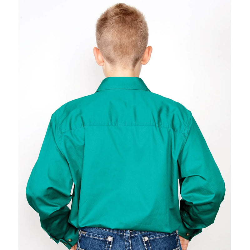 Just Country Boys Lachlan Half Button Long Sleeve Shirt (Dark Green)