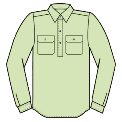 Just Country Boys Lachlan Half Button Long Sleeve Shirt (Sage)