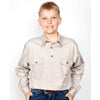 Just Country Boys Lachlan Half Button Long Sleeve Shirt (Stone)