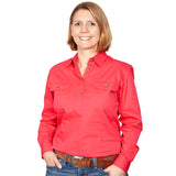 Just Country Women's Jahna Long Sleeve Work Shirt - Raspberry