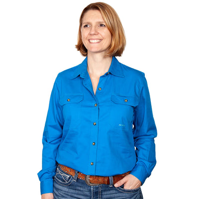 Just Country Womens Brooke Full Button Workshirt (Blue Jewel)