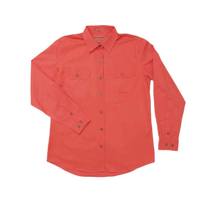 Just Country Womens Brooke Full Button Workshirt (Hot Coral)