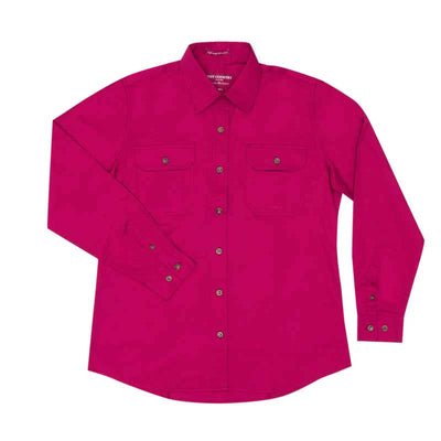 Just Country Womens Brooke Full Button Workshirt (Magenta)