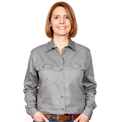 Just Country Womens Brooke Full Button Workshirt (Steel Grey)