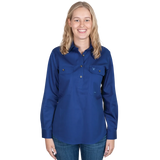 Just Country Women's Jahna Long Sleeve Work Shirt - Cobalt